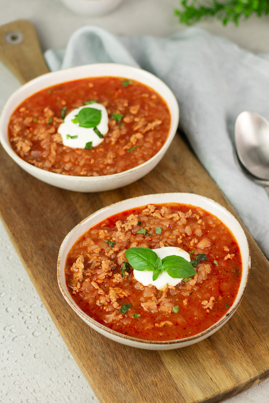 Super leckere Low Carb Low Carb Tomaten-Reis-Suppe