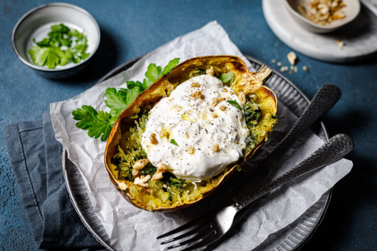 Low Carb Spaghettikürbis mit Burrata